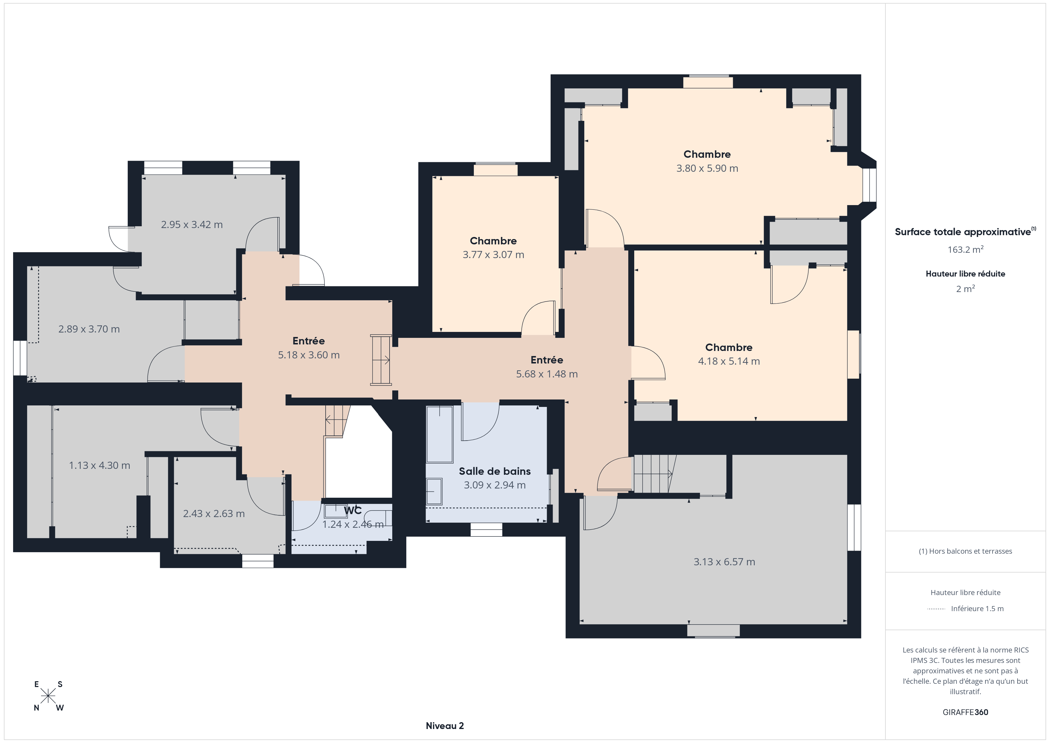 Plan 2e étage (bâtiment principal), Domaine de Duillier